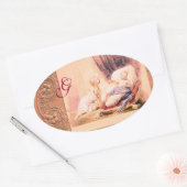 ANTIEK PINK GIRL BABY SHOWER MONOGRAM OVALE STICKER (Envelop)