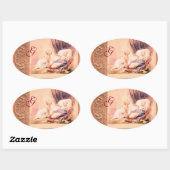 ANTIEK PINK GIRL BABY SHOWER MONOGRAM OVALE STICKER (Vel)