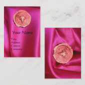 ANTIEK PINK GRAPES, FUCHSIA SILK CLOTH VISITEKAARTJE (Voorkant / Achterkant)