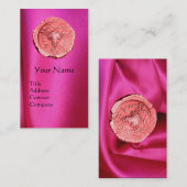 ANTIEK PINK GRAPES, FUCHSIA SILK CLOTH VISITEKAARTJE (Voorkant / Achterkant)