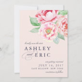 Antiek pioen | Blush bloemen bruiloft Save The Date (Voorkant)