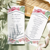 Antiek pioen bruiloft ceremonie programma programmakaart