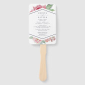 Antiek pioen bruiloft programma handwaaier (Voorkant)