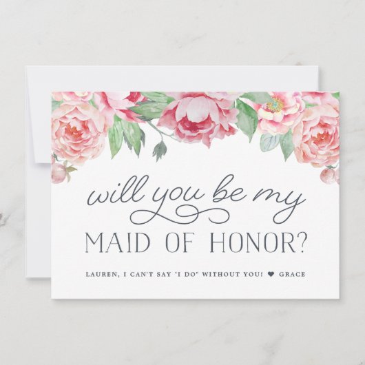 Antiek pioen | Wil jij mijn Maid of Honor Kaart zi (Voorkant)