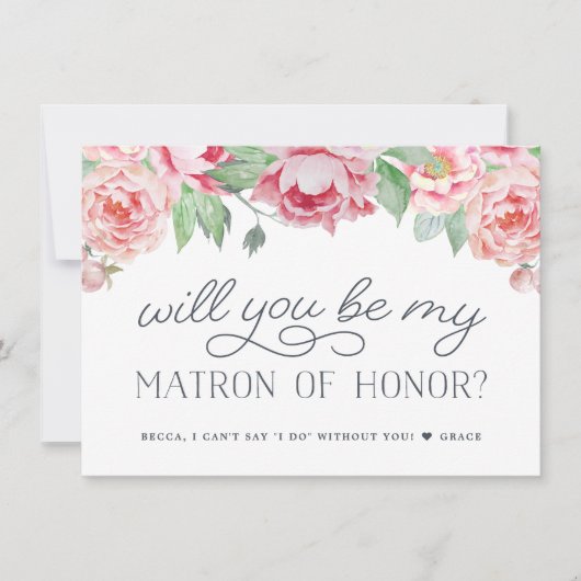 Antiek pioen zul je mijn matron van eer Kaart (Voorkant)