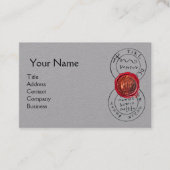 ANTIEK PIRATEN SCHAT KAART, Red Wax Seal Grijs Visitekaartje (Voorkant)