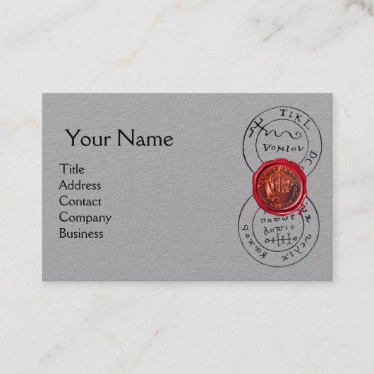 ANTIEK PIRATEN SCHAT KAART, Red Wax Seal Grijs Visitekaartje (Voorkant)