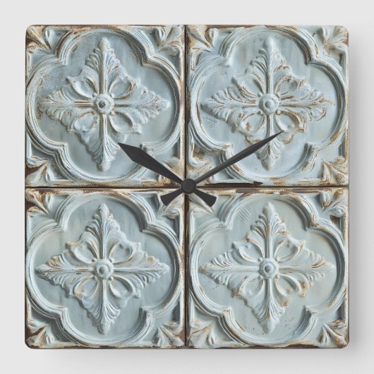 Antiek Plafond Tegel Muurklok Vierkante Klok (Voorkant)