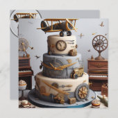 ANTIEK PLANE THEMA VERJAARDAGSTAART KAART (Voorkant / Achterkant)