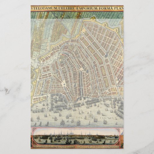 Antiek plattegrond van Amsterdam, Nederland Briefpapier (Voorkant)