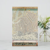 Antiek plattegrond van Amsterdam, Nederland Briefpapier (Staand voorkant)