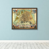 Antiek plattegrond van Amsterdam, Nederland Canvas Afdruk (Insitu (Houten vloer))