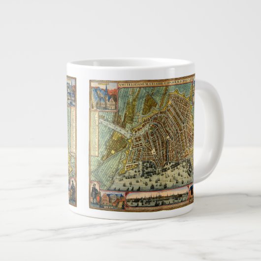 Antiek plattegrond van Amsterdam, Nederland Grote Koffiekop (Voorkant rechts)