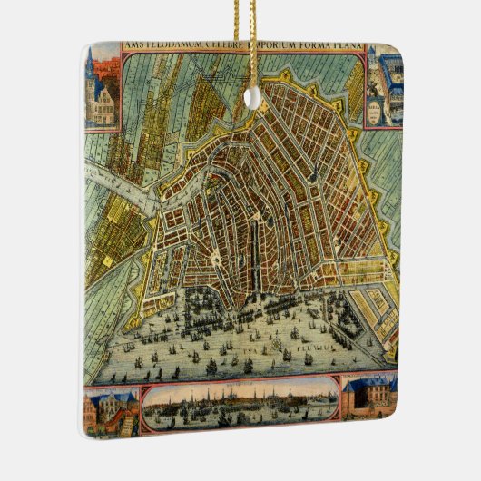 Antiek plattegrond van Amsterdam, Nederland Keramisch Ornament (Rechts)