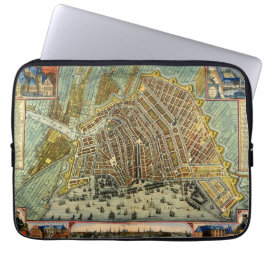 Antiek plattegrond van Amsterdam, Nederland Laptop Sleeve
