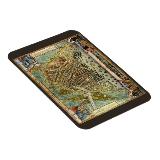 Antiek plattegrond van Amsterdam, Nederland Magneet (Rechterzijde)