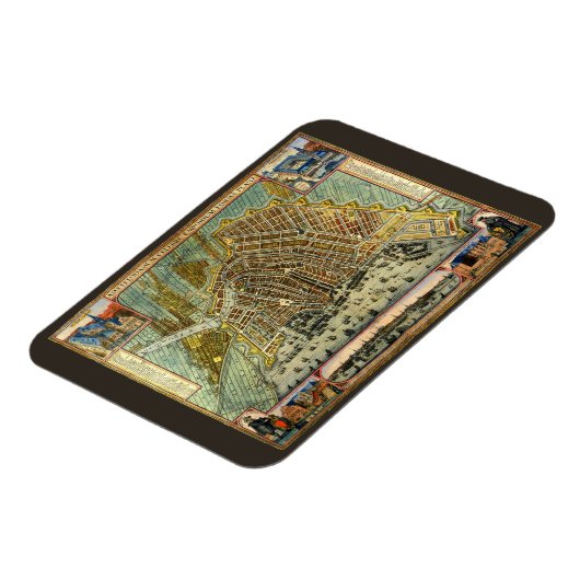 Antiek plattegrond van Amsterdam, Nederland Magneet (Linkerzijde)