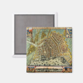 Antiek plattegrond van Amsterdam, Nederland Magneet (Voorkant / Achterkant)
