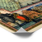 Antiek plattegrond van Amsterdam, Nederland Poster (Hoek)