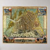 Antiek plattegrond van Amsterdam, Nederland Poster (Voorkant)