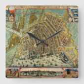Antiek plattegrond van Amsterdam, Nederland Vierkante Klok (Voorkant)