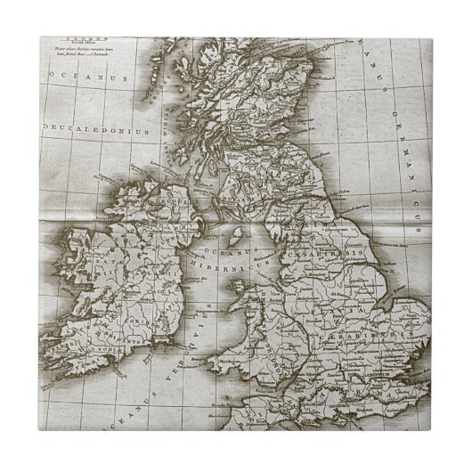 Antiek plattegrond van bruin en trivet tegeltje (Voorkant)