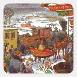 Antiek Pleasant Valley kersttrein vakantie Vierkante Sticker