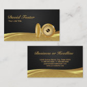 Antiek Pocket Watch Black Gold Elegant Damask Visitekaartje (Voorkant / Achterkant)