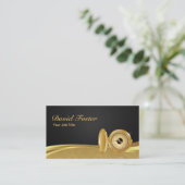 Antiek Pocket Watch Black Gold Elegant Damask Visitekaartje (Staand voorkant)