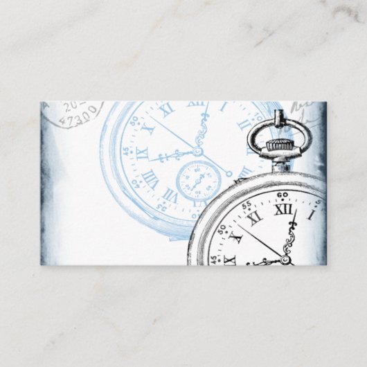 Antiek Pocket Watch Clock Collage Time Machine Visitekaartje (Voorkant)