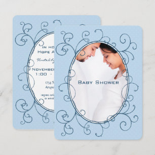 Antiek polaire stippen Blauwe Foto Baby Shower Kaart