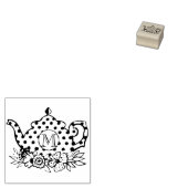 Antiek Polka Dot & Floral Theepot Monogram Rubberstempel (Gestempeld)