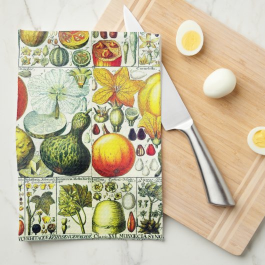 Antiek pompoen en pompoenen botanische afdruk theedoek (Quarter Fold)