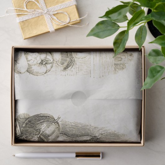 Antiek  pompoen squash beige tissuepapier (Geschenk)