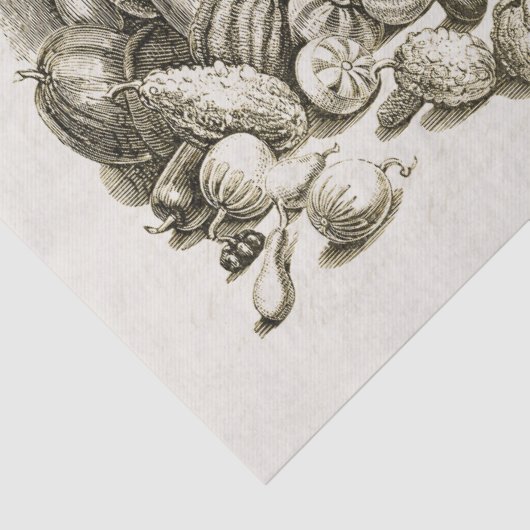 Antiek  pompoen squash beige tissuepapier (Detail)