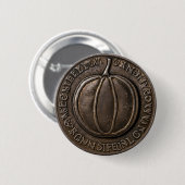 Antiek pompoenmunt ronde button 5,7 cm (Voorkant /achterkant)