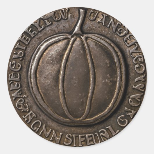 Antiek pompoenmunt ronde sticker (Voorkant)