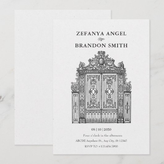 Antiek  Poort bruiloft Kaart (Voorkant / Achterkant)