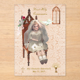 Antiek pop Eerste Communie Acryl Keepsake Acryl Uitnodigingen