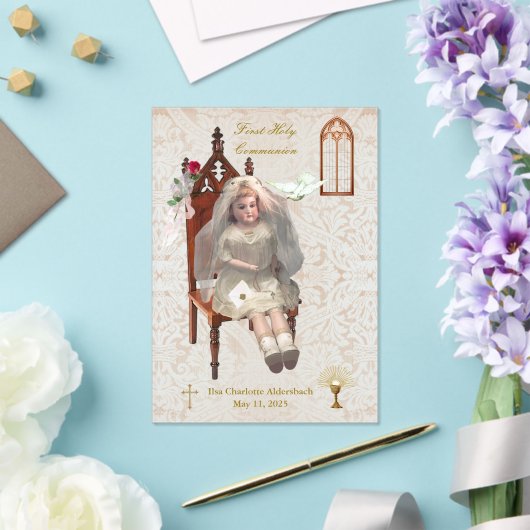 Antiek pop Eerste Communie Acryl Keepsake Acryl Uitnodigingen (Insitu (Huwelijk))