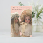 Antiek poppen 'Be My Bridesmaid' Kaart (Staand voorkant)