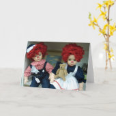 Antiek poppen kaart (Gele Bloem)