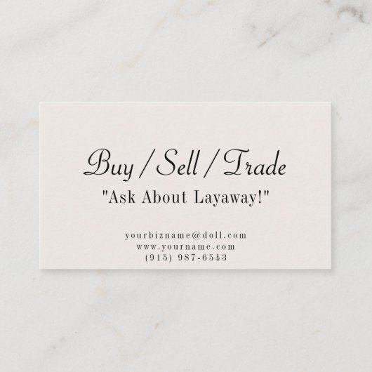 Antiek poppen Visitekaartjes Rubylane Ebay Etsy (Achterkant)