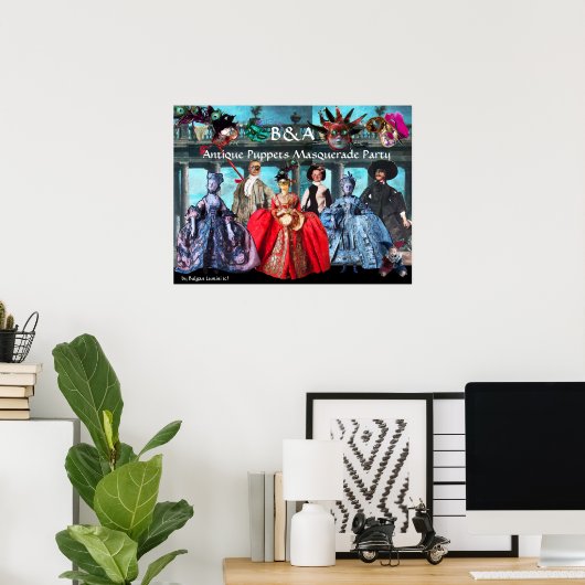 ANTIEK POPPETS MASQUERADE COSTUME PARTY MONOGRAM POSTER (Thuiskantoor)