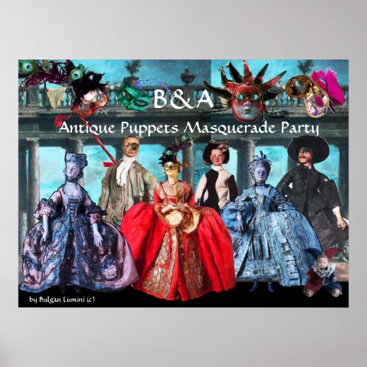 ANTIEK POPPETS MASQUERADE COSTUME PARTY MONOGRAM POSTER (Voorkant)