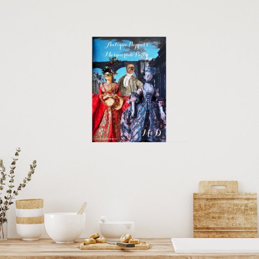 ANTIEK POPPETS MASQUERADE COSTUME PARTY MONOGRAM POSTER (Keuken)