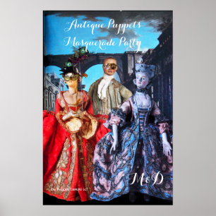 ANTIEK POPPETS MASQUERADE COSTUME PARTY MONOGRAM POSTER