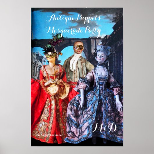 ANTIEK POPPETS MASQUERADE COSTUME PARTY MONOGRAM POSTER (Voorkant)