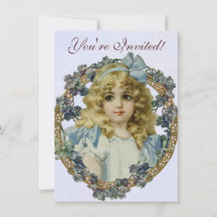 Antiek Portret Jong Klein Meisje Schattig Kaart
