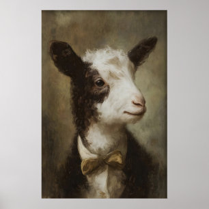 Antiek Portret Kind Print, Geit Muur Kunst Schilde Poster